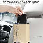 Multifunctional Car Dustbin Car Seatback Door Hanging Storage Box, Beige, Gray, Black