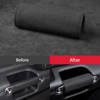 1pair Car Door Handle Decorative Anti-Scratch Cover Car Slippery Leather Inner Door Handle Protective Cover