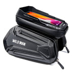 WILD MAN XT6 1.2L Mountain Bike EVA Hard Shell Waterproof Phone Touch Screen Top Tube Bag, XT6 (Solar), XT6 (Twill)