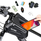 WILD MAN XT6 1.2L Mountain Bike EVA Hard Shell Waterproof Phone Touch Screen Top Tube Bag, XT6 (Solar), XT6 (Twill)
