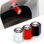 4pcs /Set Headset Skeleton Metal Tire Valve Caps Automobile Universal Modified Valve Covers, Headset Skeleton