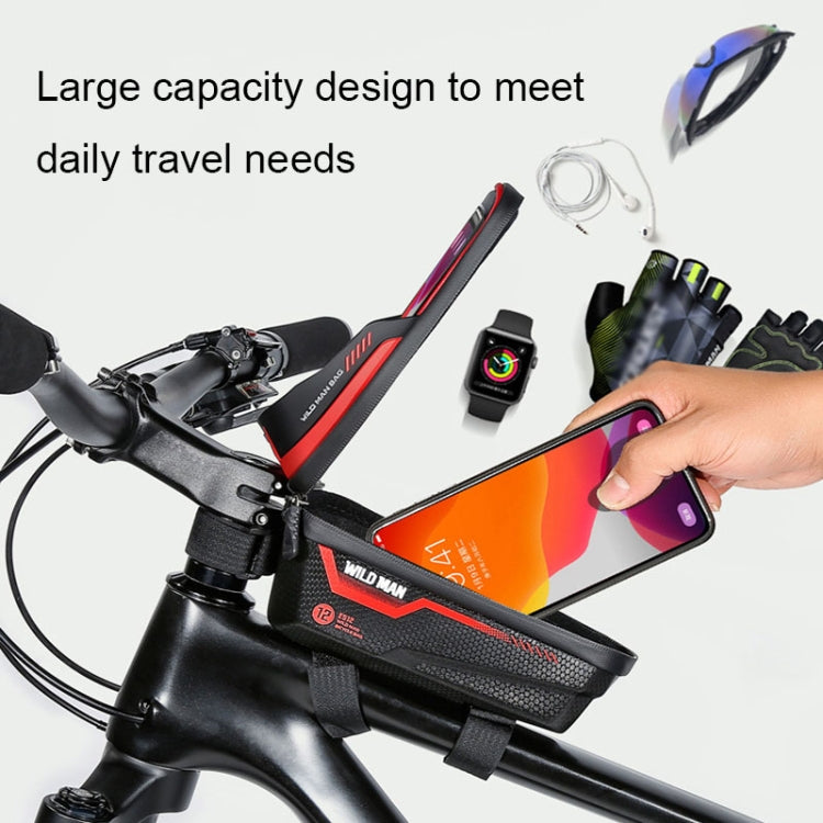WILD MAN ES12 1L Mountain Bike Front Beam Bag Bicycle Waterproof Phone Saddle Bag, ES12 (Blue), ES12 (Black), ES12 (Red), ES12 (Grey)