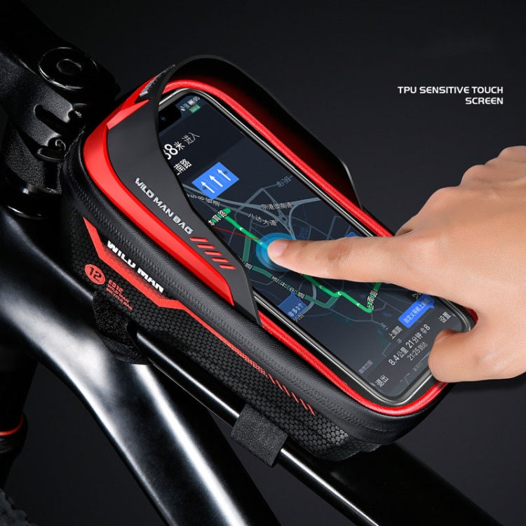 WILD MAN ES12 1L Mountain Bike Front Beam Bag Bicycle Waterproof Phone Saddle Bag, ES12 (Blue), ES12 (Black), ES12 (Red), ES12 (Grey)