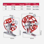 Ice Fishing Raft Reel Fly Reel With Base All Metal Hollow Fishing Tackle, 50mm Red, 50mm Purple, 50mm Gold, 65mm Red, 65mm Purple, 65mm Gold
