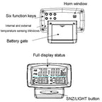 LCD Night Light Car Clock Automotive Electronics Inside And Outside Dual Thermometer, 2 in 1 Black