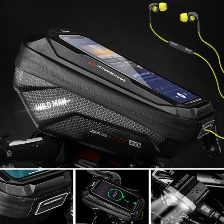 WILD MAN X1 1L EVA Hard Shell Bicycle Phone Touch Screen Handlebar Bag Waterproof Cycling Bag, X1 1L (Red), X1 1L (Black)