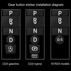 For Acura CDX/19 RDX Car Interior Protective Film, 6pcs /Set Gear Button Sticker, 5pcs /Set Mouse Sticker
