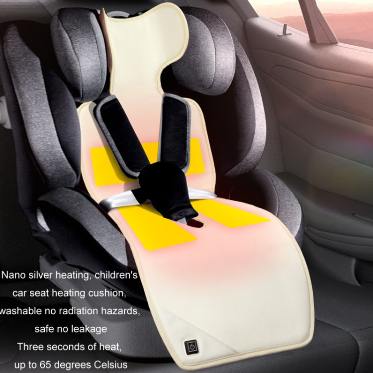 Car USB Heated Seat Cushion Winter Plush Child Seat Pad, 90x32cm