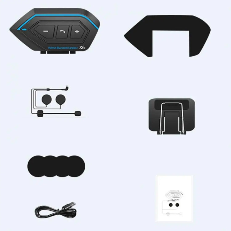 X6 Helmet Bluetooth Headset Wireless Waterproof Moto Handsfree Stereo Headphone