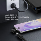 65W Female To Type-C Male DC Power To PD Power Laptop Multifunction Adapter, 7.9x0.9mm A, 7.4x0.6mm B, Square Port C, 6.5x1.4mm D, 6.3x3.0mm E, 5.5x2.5mm F, 5.5x2.1mm G, 5.5x1.7mm H, 5.5x1.0mm I, 4.8x1.7mm J, 4.0x1.7mm K, 4.0x1.35mm L, 4.5x3.0mm M     ...