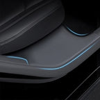 For Tesla Model Y Rear Door Built-In Sill Strip Rear Seats Anti-Kick Leather Protective Pad, Black, Carbon Fiber, TPE