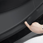 For Tesla Model Y Rear Door Built-In Sill Strip Rear Seats Anti-Kick Leather Protective Pad, Black, Carbon Fiber, TPE