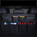 Car Trunk Leather Storage Bag Large Capacity Rear Seat Back Pouch, Leather, Mesh Pocket, Simple