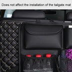 Car Trunk Leather Storage Bag Large Capacity Rear Seat Back Pouch, Leather, Mesh Pocket, Simple