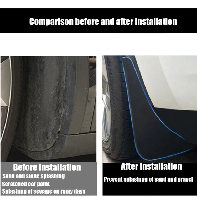 For Tesla Model Y Car Punch-Free Front And Rear Wheel Soft Rubber Mudguards, Matte Black, Carbon Fiber