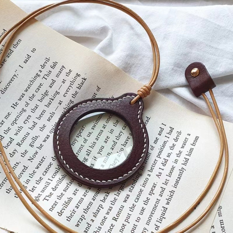 3X Adjustable Hanging Magnifier Portable Elderly Magnifying Glass with Leather Case, Black, Light Brown, Coffee