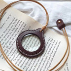 3X Adjustable Hanging Magnifier Portable Elderly Magnifying Glass with Leather Case, Black, Light Brown, Coffee