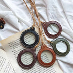 3X Adjustable Hanging Magnifier Portable Elderly Magnifying Glass with Leather Case, Black, Light Brown, Coffee