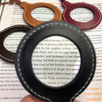 3X Adjustable Hanging Magnifier Portable Elderly Magnifying Glass with Leather Case, Black, Light Brown, Coffee