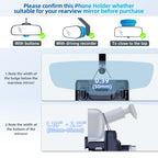 Car Rearview Mirror Phone Holder 360 Degree Rotation Smartphones Stand