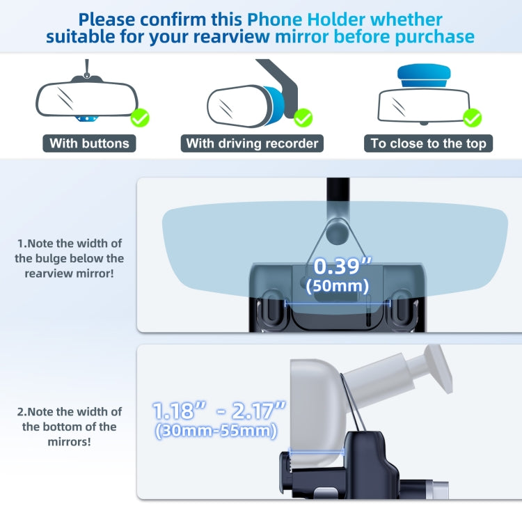 Car Rearview Mirror Phone Holder 360 Degree Rotation Smartphones Stand