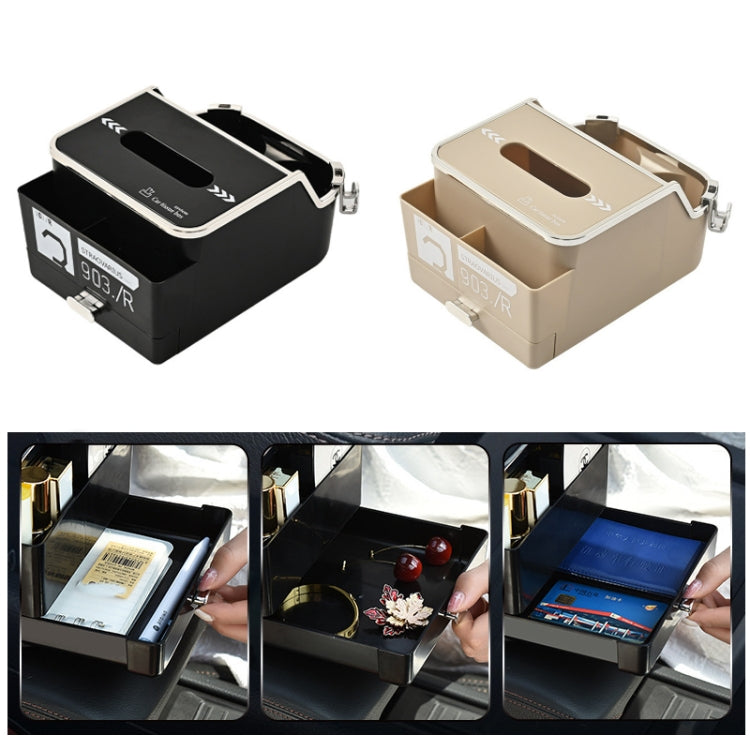 Car Tissue Box Multifunction Cup Holder Armrest Box Storage Box, Black, Beige