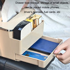 Car Tissue Box Multifunction Cup Holder Armrest Box Storage Box, Black, Beige