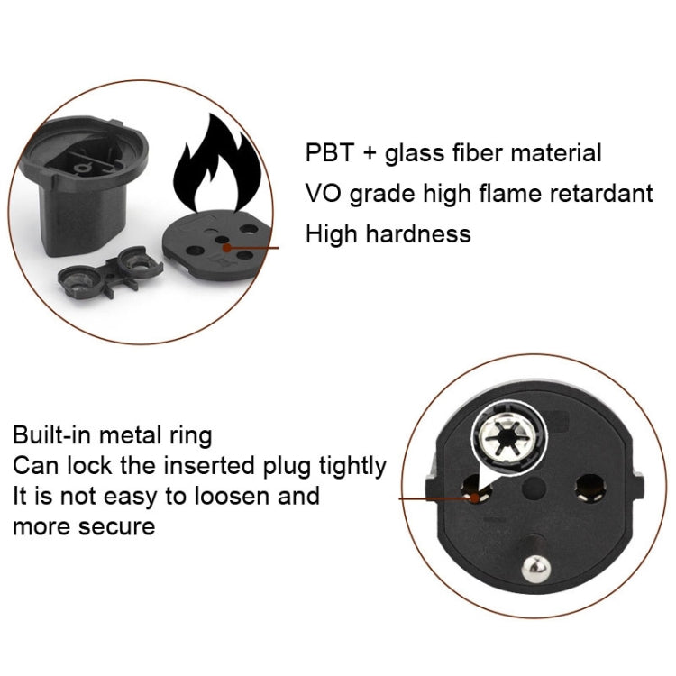 EU To Switzerland Convertible Plug With Ground Wire Travel Adaptor, Without Shell