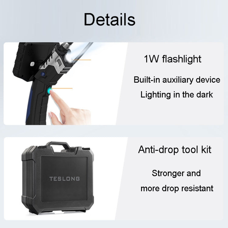 Teslong NTS300 5.5mm-3M  Dual Lens Waterproof 5 Inch HD Industrial Borescope Auto Repair Tools, 5.5mm Dual Lens / 3m