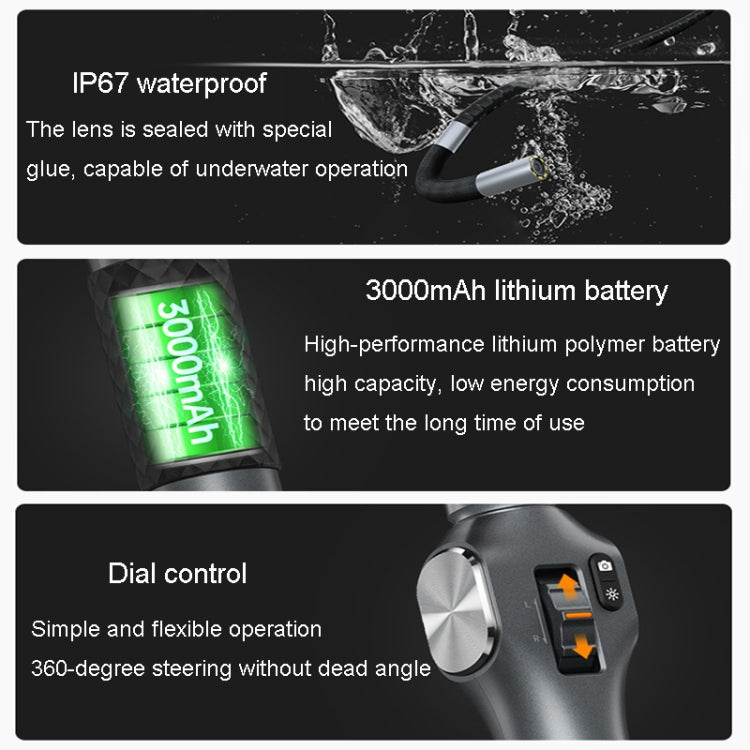 TESLONG TD500 8.5mm Lens HD 5 Inch Large Screen 360 Degree Dual Steering Borescope Industrial Components Overhaul, 8.5mm Single Lens