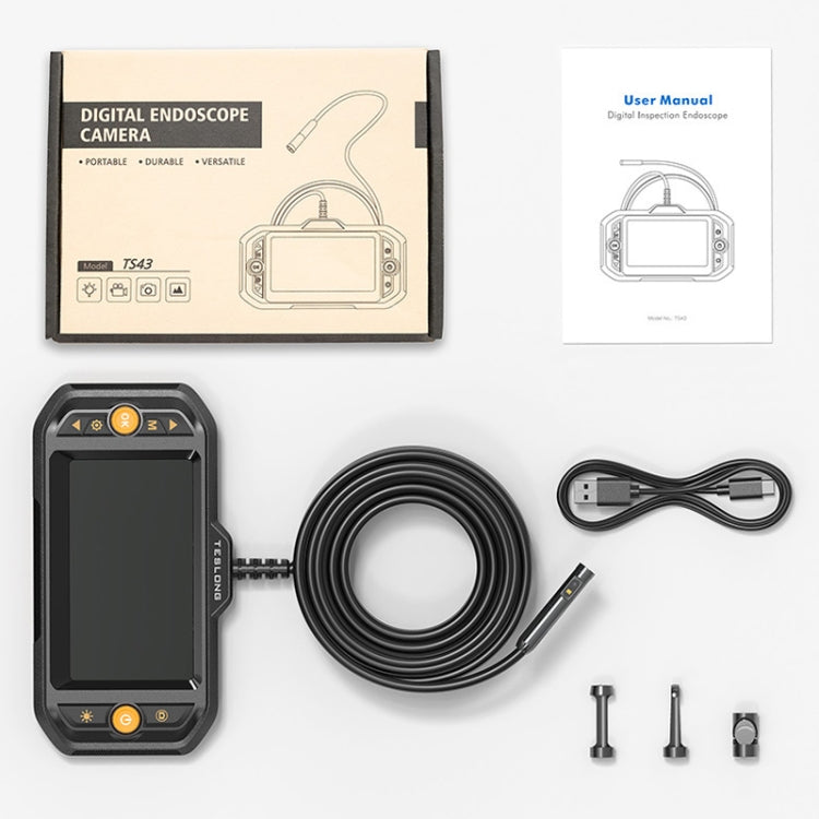 Teslong TS43S HD Camera Probe 4.3 Inch Screen All-In-One Industrial Borescope Auto Repair Tools, 8.0mm Dual Lens