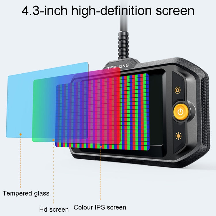 Teslong TS43S HD Camera Probe 4.3 Inch Screen All-In-One Industrial Borescope Auto Repair Tools, 8.0mm Dual Lens