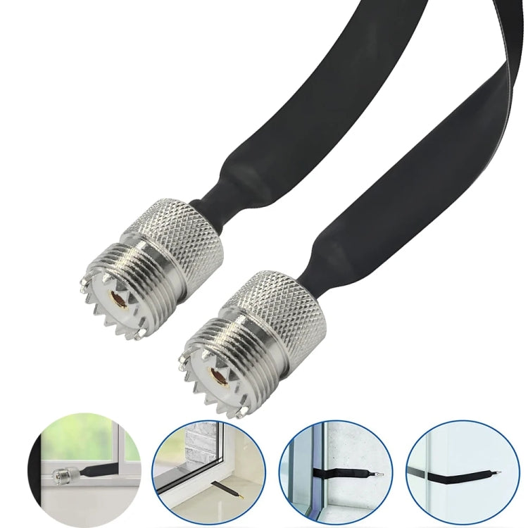 Window/Door Pass Through Flat RF Coaxial Cable UHF 50 Ohm RF Coax Pigtail Extension Cord, 20cm, 30cm, 40cm