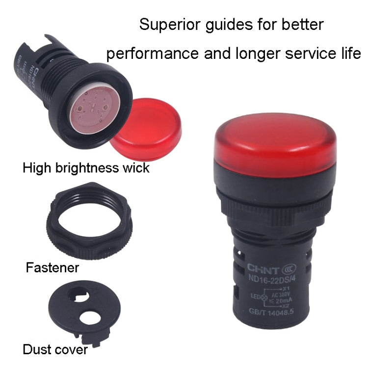 CHINT ND16-22DS LED Signal Light Power AD Indicator Lights, 24V (Red), 24V (Green), 24V (Yellow)