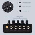 Ultra-compact 4 Channel Stereo Sound Low-noise Mixer For Recording Live Broadcasting, US Plug, MAX400