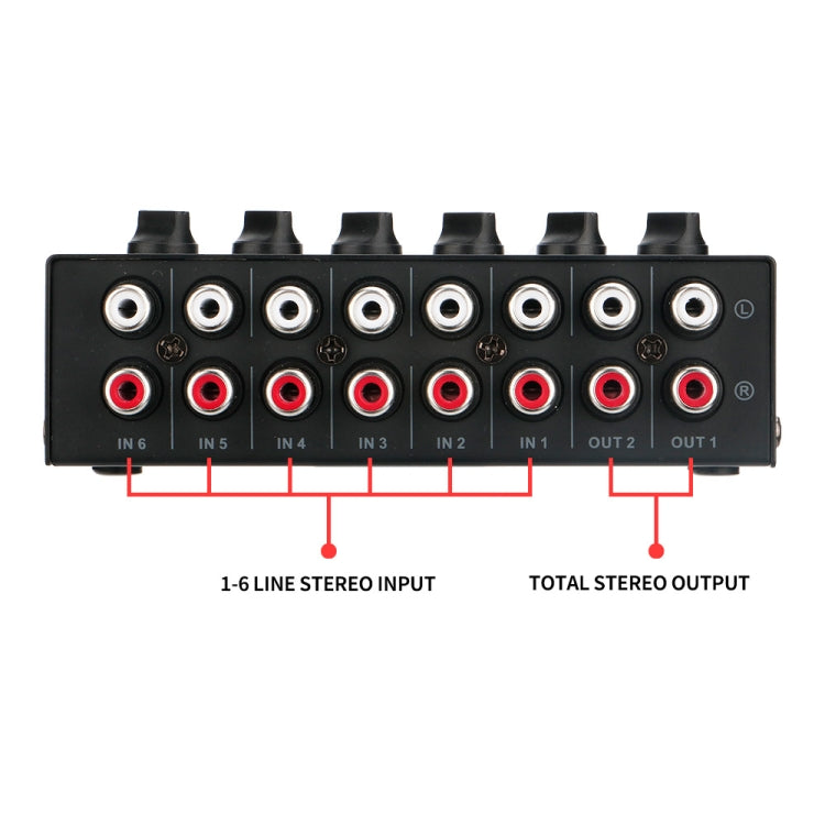Audio Stereo Hub 6-Channel Passive Mixer Controller, CX600
