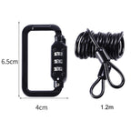 Universal Safety Code Wire Rope Helmet Lock for Motorcycles Bicycles, Black, Black+Storage Bag