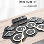 W562 Thickened 7 Drum Set Silicone Hand Rolled Drums Jazz Drums Percussion Instruments Electronic Drums, W562