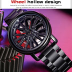 SANDA P1057 Men Skeleton Quartz Steel Strap Personalized Watch