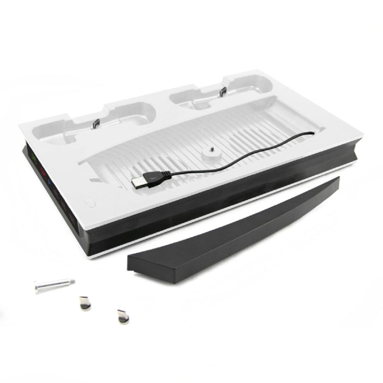 For PS5 Digital / Optical Drive Console Cooling Fan Controller Charging Base With Light Dock Stand, White, Black