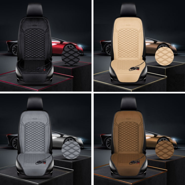 12V Car Winter Electric Heating Short Plush Seat Cushion, Black, Beige, Gray, Brown