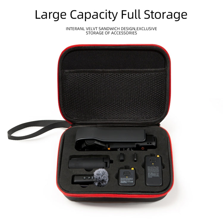 For DJI Osmo Pocket 3 Storage Bag Pocket Camera Handbag, Black Shell Black Inner, Black Shell Red Inner