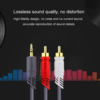 JINGHUA 3.5mm To 2RCA Audio Cable Game Console Outdoor Audio Connection Cable, 1.5m, 3m, 5m, 10m, 15m, 20m, 30m