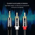 JINGHUA 1 In 2 3.5mm Audio Cable  3.5mm To 2RCA Double Lotus Computer Speaker Cell Phone Plug Cable, 1.5m, 3m, 5m, 10m
