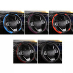 39cm Carbon Fiber Elastic Leather Without Inner Ring Car Steering Wheel Cover, Blue, Purple, Red, Claret, Black