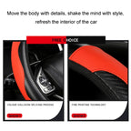 39cm Carbon Fiber Elastic Leather Without Inner Ring Car Steering Wheel Cover, Blue, Purple, Red, Claret, Black
