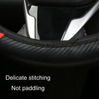 39cm Carbon Fiber Elastic Leather Without Inner Ring Car Steering Wheel Cover, Blue, Purple, Red, Claret, Black