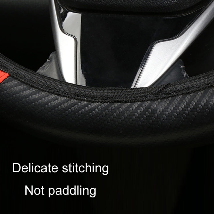 39cm Carbon Fiber Elastic Leather Without Inner Ring Car Steering Wheel Cover, Blue, Purple, Red, Claret, Black