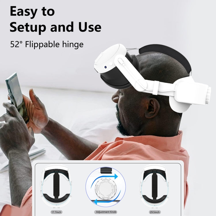 For Meta Quest 3 Rechargeable Headband Adjustable Headstrap Built In 6000mAh Battery, Rechargeable Headband