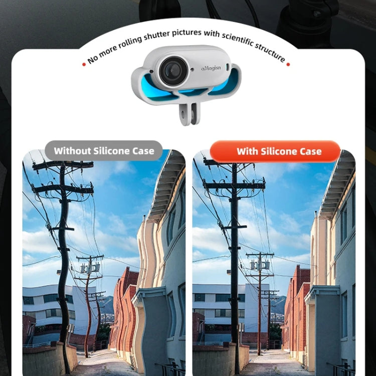 For Insta360 GO 3 AMagisn Silicone Case Camera Protective Accessories, Horizontal Gray, Vertical Gray, Horizontal Black, Vertical Black